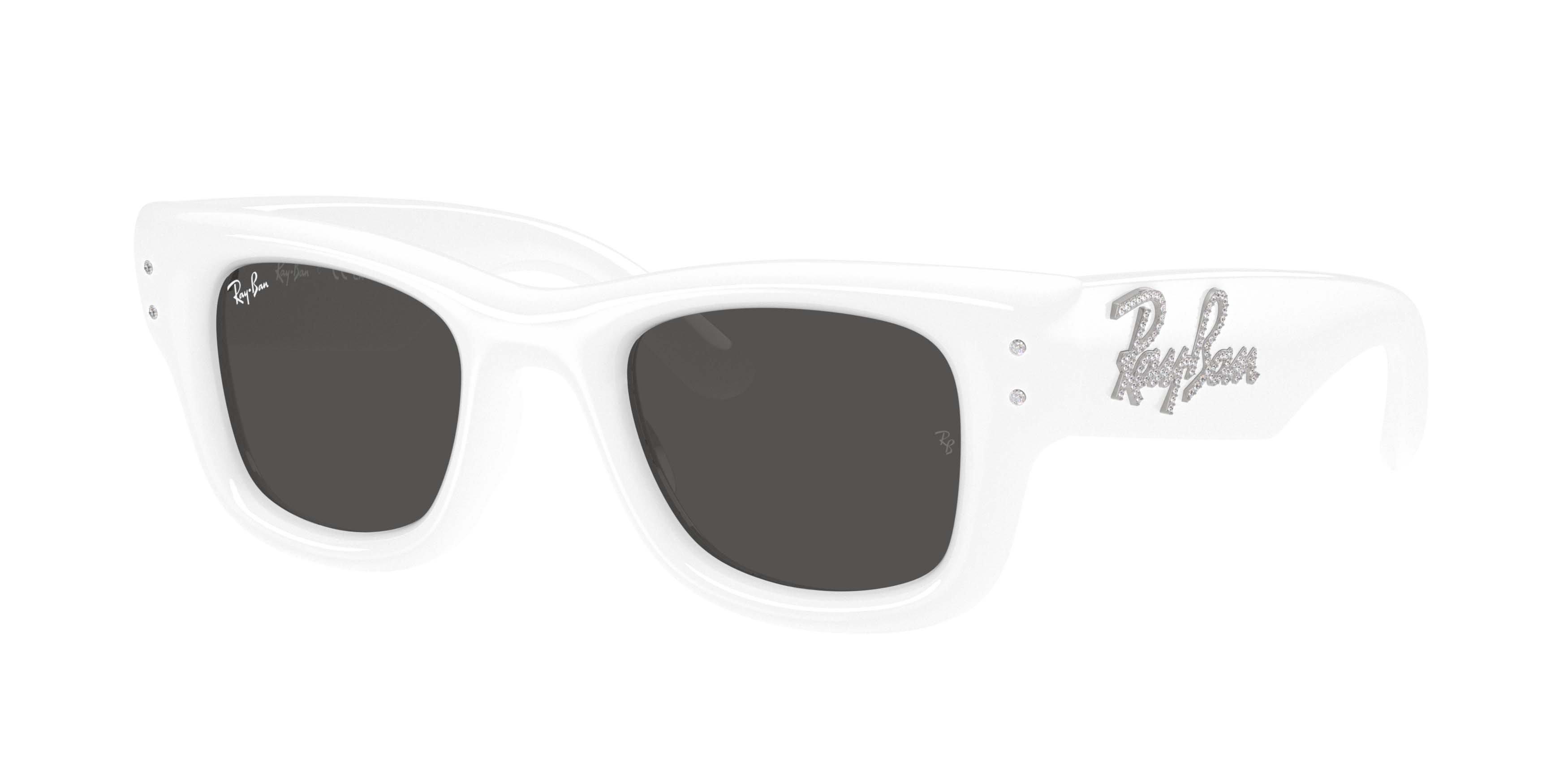 Ray-Ban Wayfarer Puffer Crystal Edition Ultra Black Sunglasses – Polished White & Strass